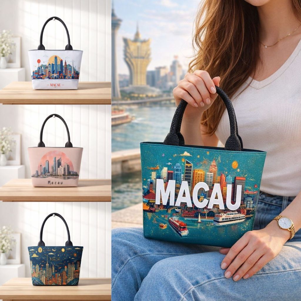 [PROMO] Tas Souvenir Kecil Tenteng | Bag Tas Hampers Kekinian Kanvas Resleting Oleh Oleh Macau China