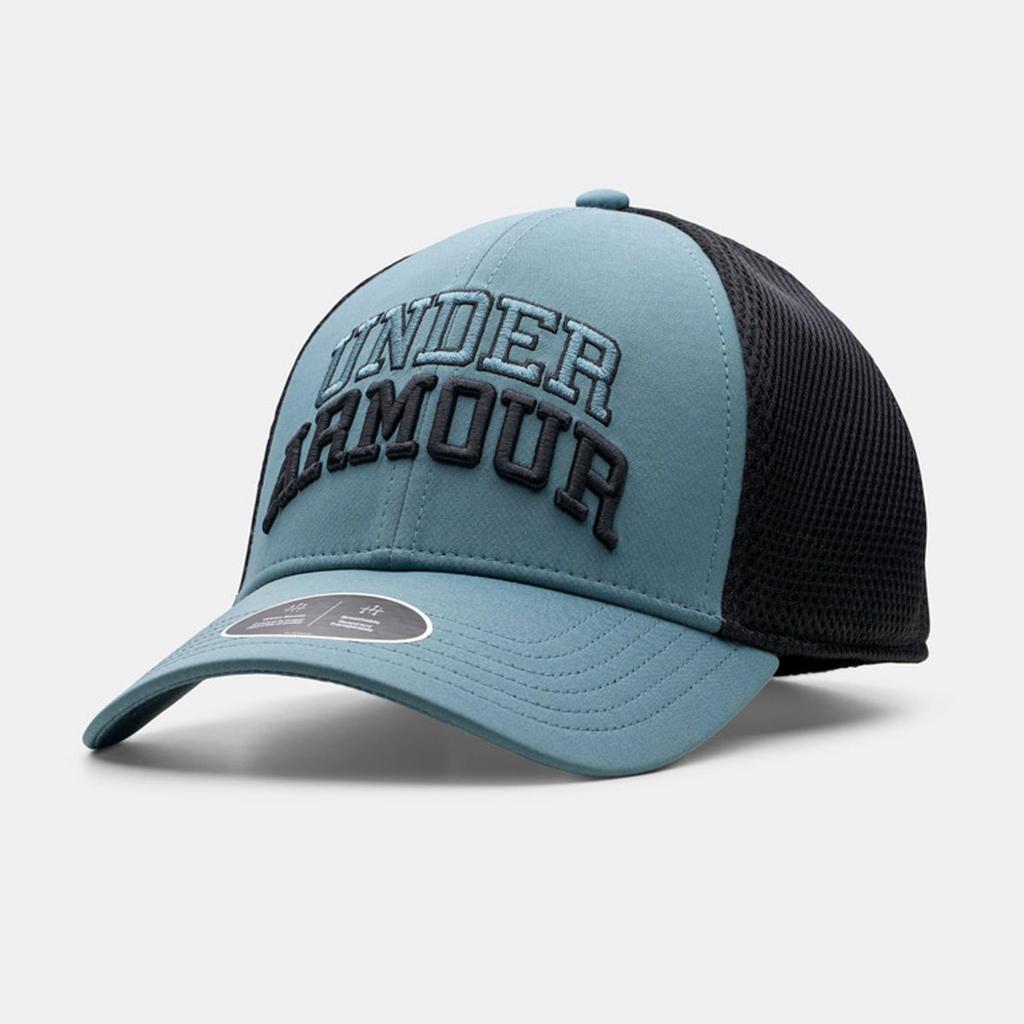 Topi UA Wordmark Mesh Trucker Cap Hat Lichen Blue Black ORIGINAL