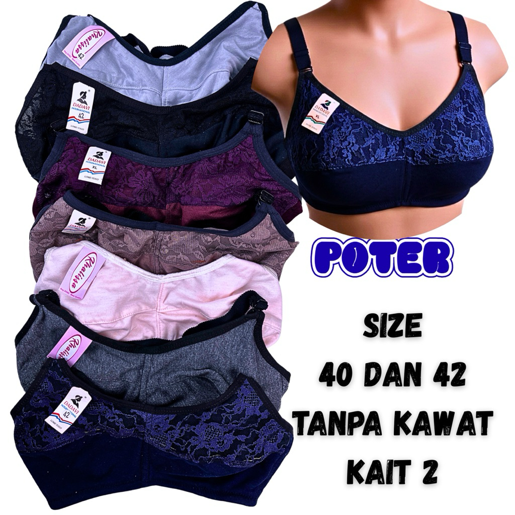 Bra sport BH wanita dewasa remaja push up tanpa kawat busa tipis katun cup full jumbo size 40 42 RY