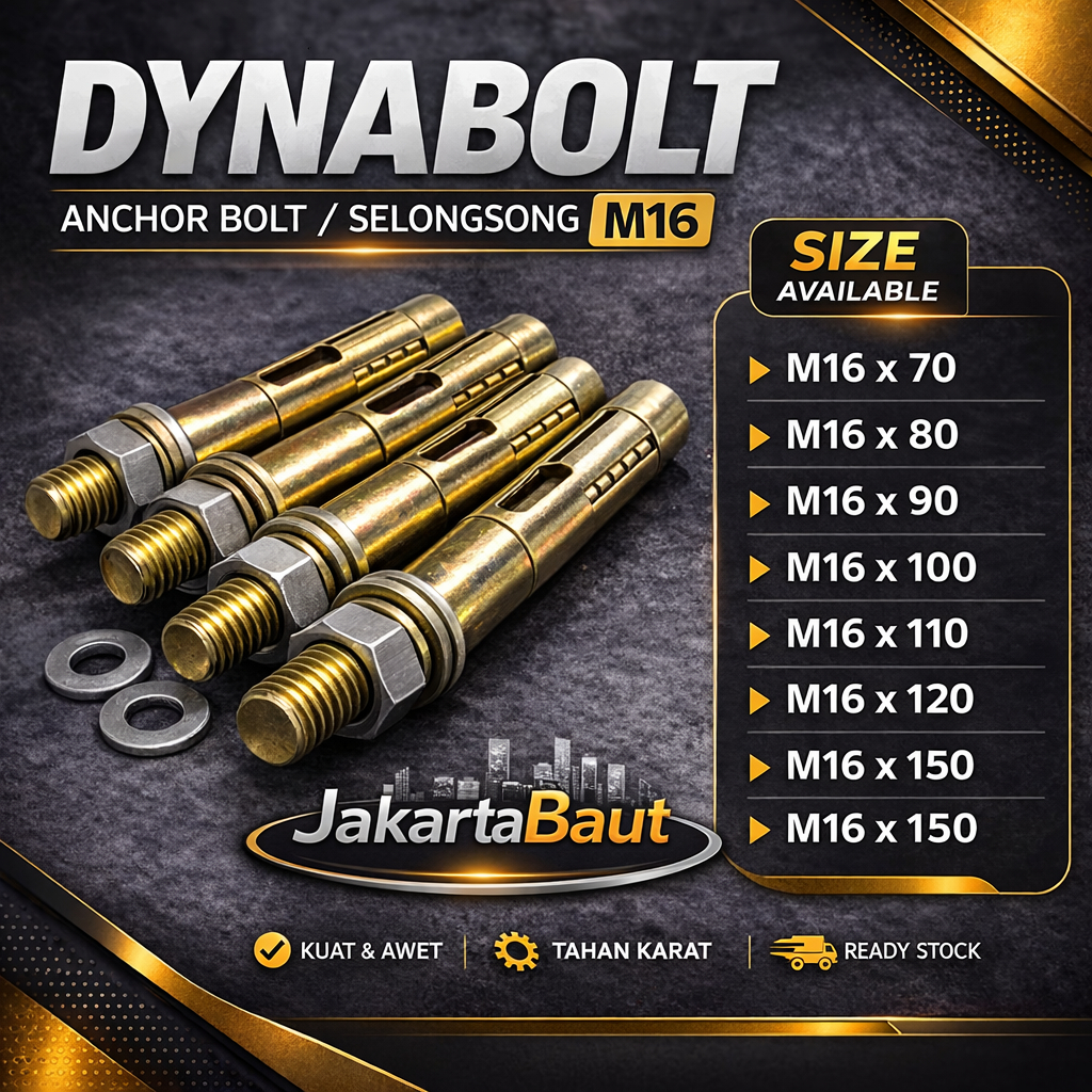 Dynabolt M16X100 / Dinabolt 16X100 / Anchor Bolt M16 X 100 / 16 X 100 - Selongsong M16