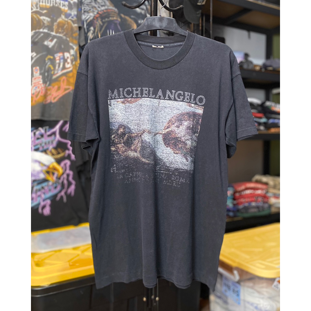 Kaos Seniman Michel Angelo vintage vtg 90s art Single stitch second bekas