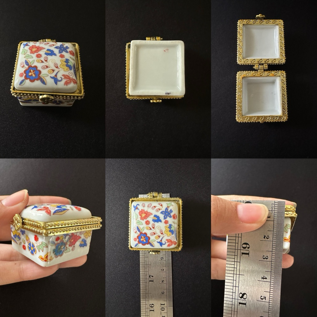 Vintage Flower Porcelain Trinket Box