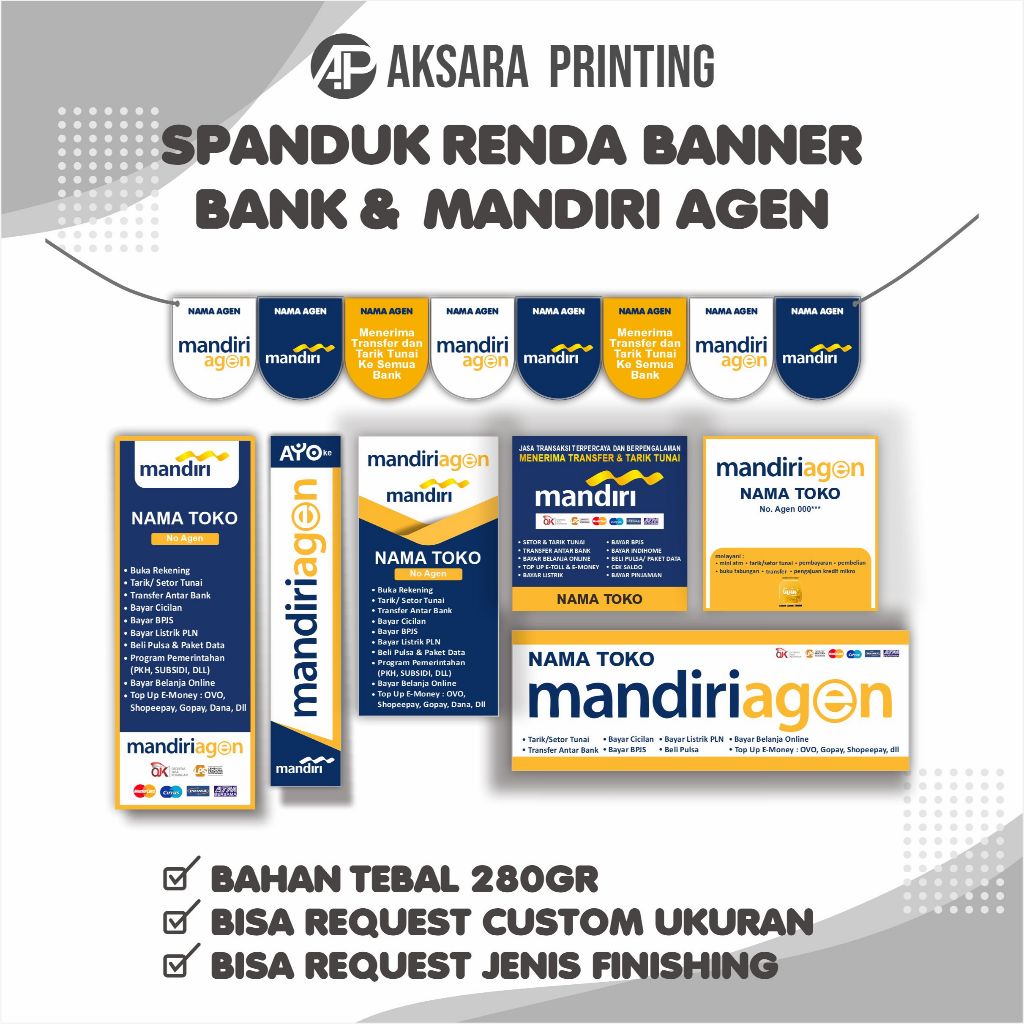SPANDUK BANNER BANER AGEN MANDIRI SPANDUK BANNER RENDA AGEN MANDIRI