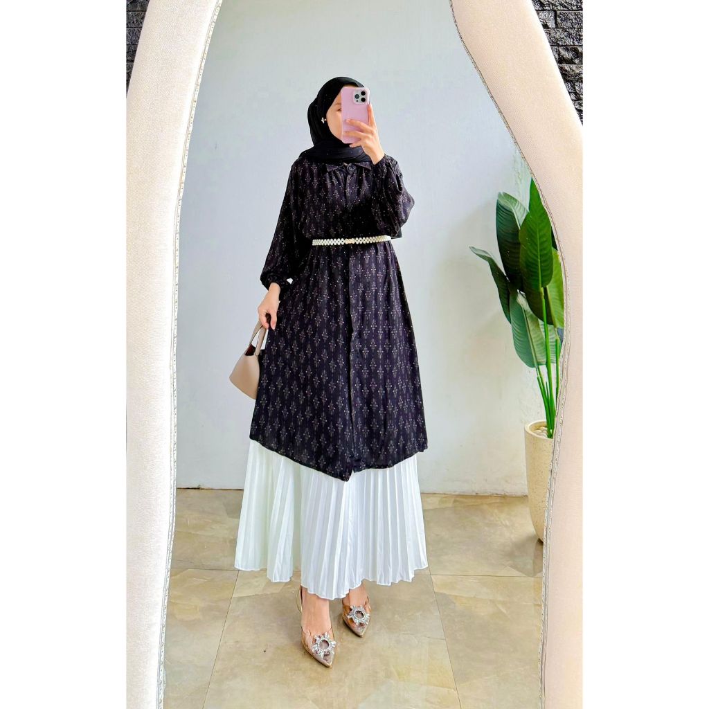 SET ROK TUNIK MOTIF ROK PLISKET OOTD MEWAH ALA SELEBGRAM BY ANNISA FASHION CEY PREMIUM