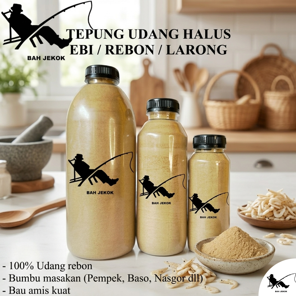 Udang rebon Ebi Larong giling halus untuk konsumsi bahan masakan makanan (600gr).