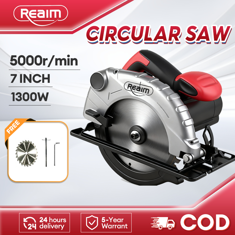REAIM Circular Saw 7 Inch Pro Mesin Potong Kayu Gergaji Kayu Super Tajam Gergaji Mesin Pemotong Kayu