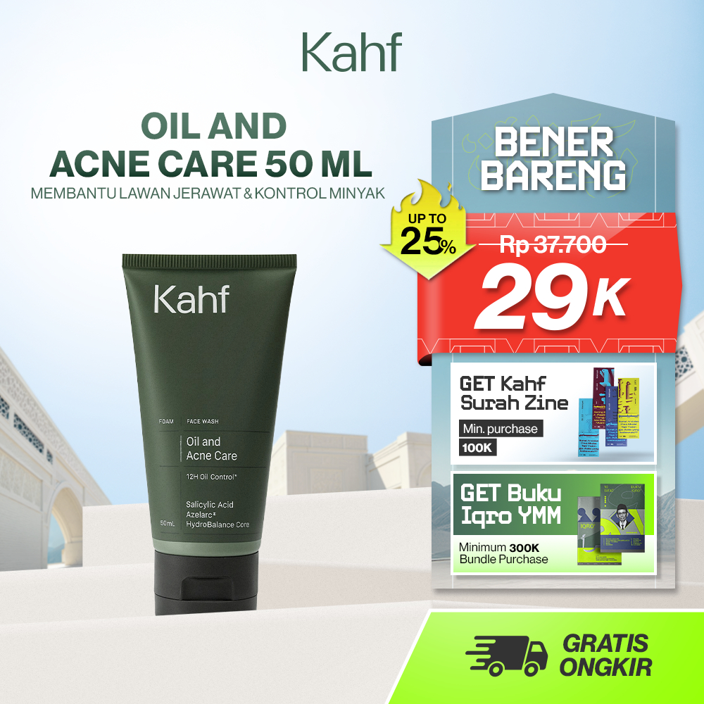 Kahf Face Wash Oil and Acne Care 50 ml - Sabun Cuci Muka Pria untuk Membantu Lawan Jerawat dan Kontr