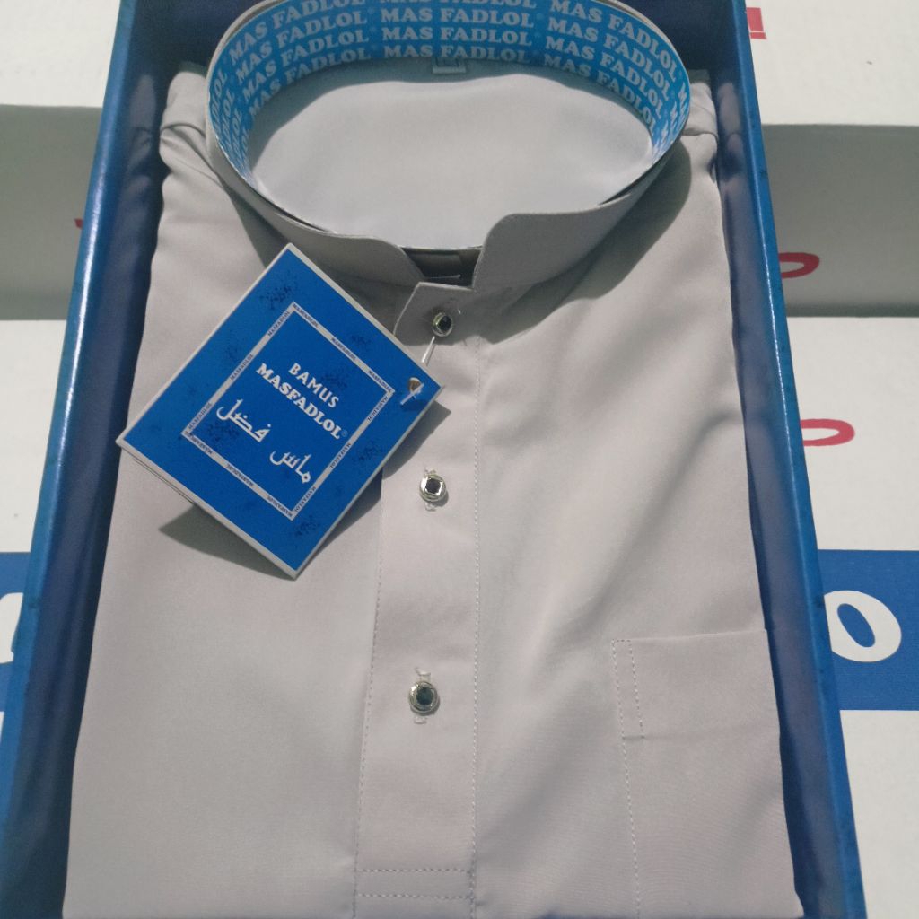 Baju koko putih Mas Fadlol  taqwa alkhidmah takwo  model malaysia kancing emas
