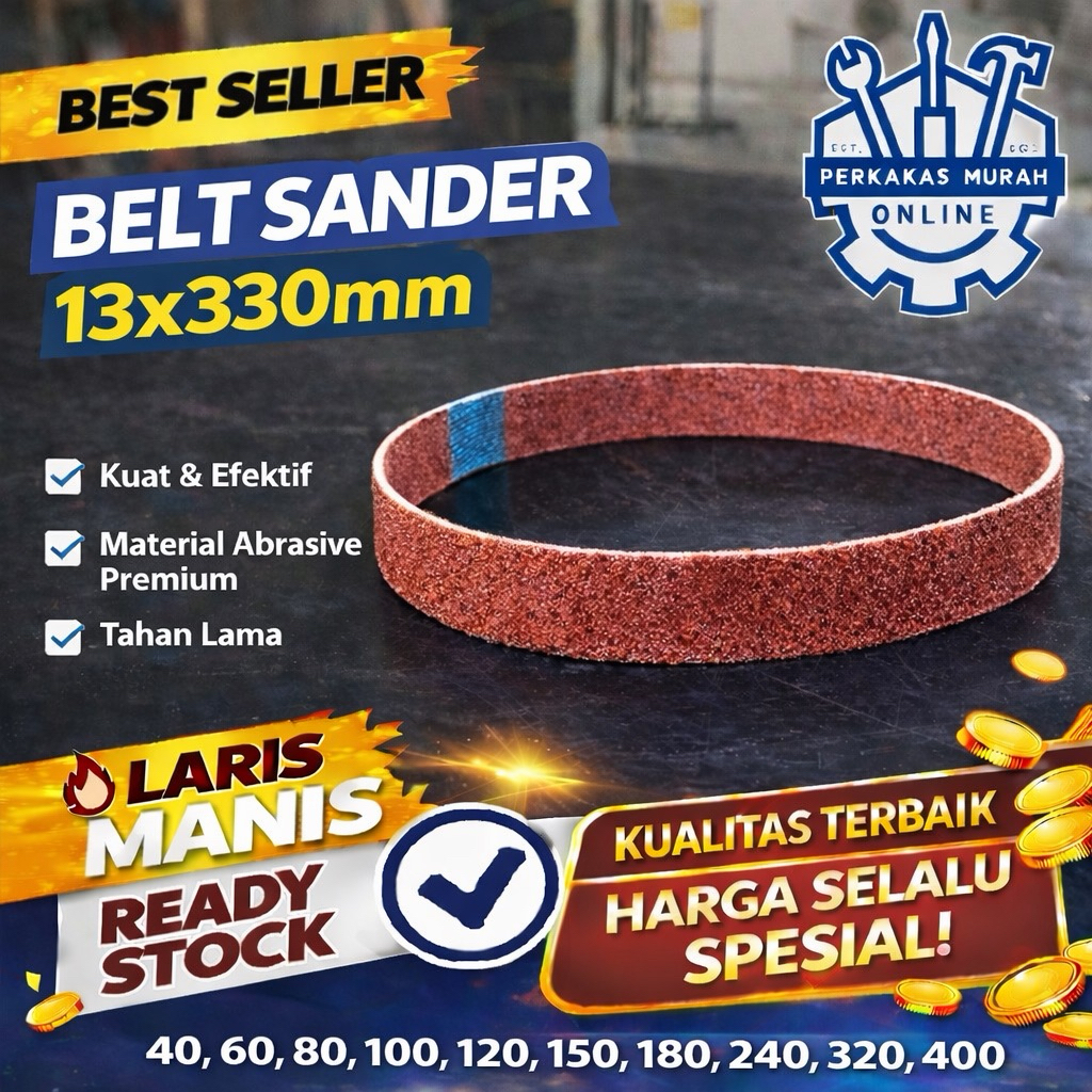 Amplas sabuk amplas Belt Sander 13 mm x 330 mm mini belt sander Sanding Belt Mesin Gerinda Kayu Meta