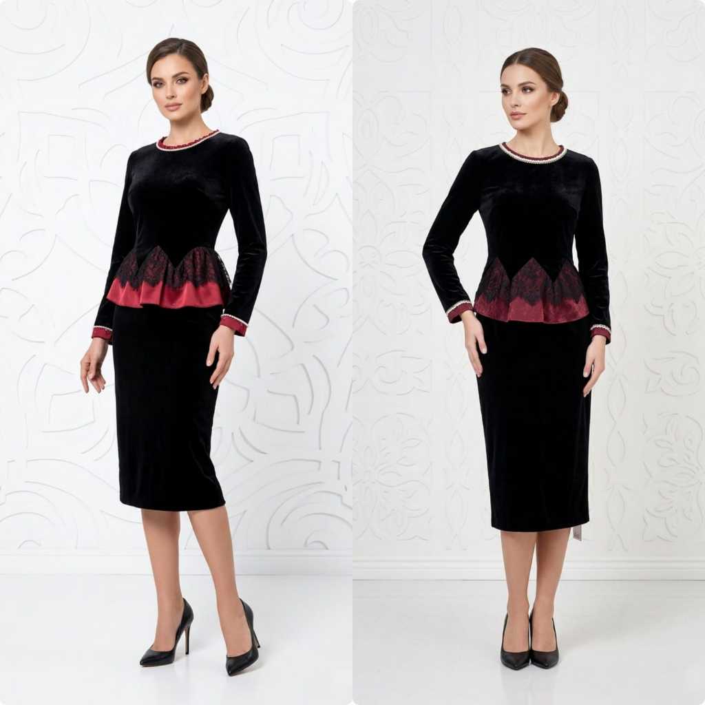 Dress velvet lengan panjang Dress pesta bahan velvet Dress pesta lengan panjang D1170