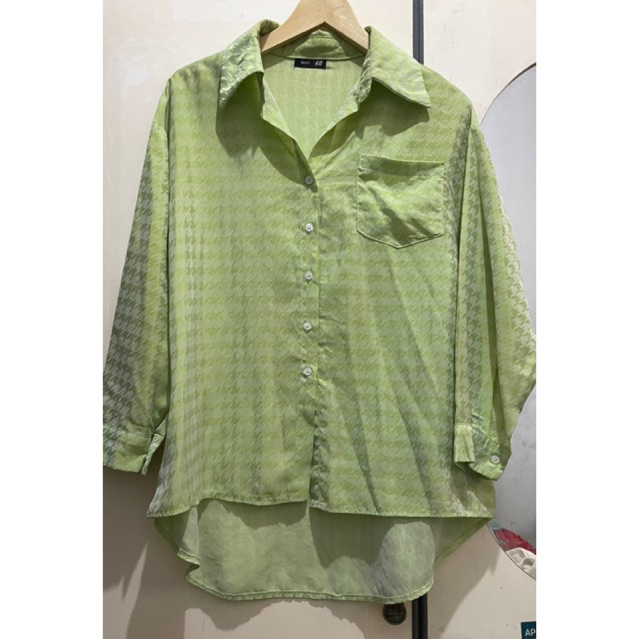 H&M Kemeja Tunik Shining Motif Houndstooth