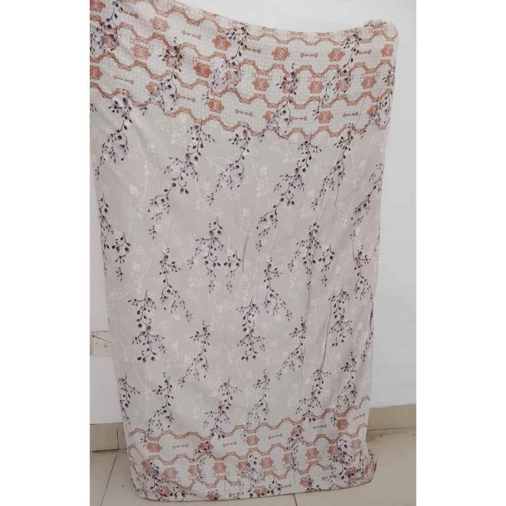 Kain Rayon Viscose Premium Motif Bunga Pinggiran Abu Coklat