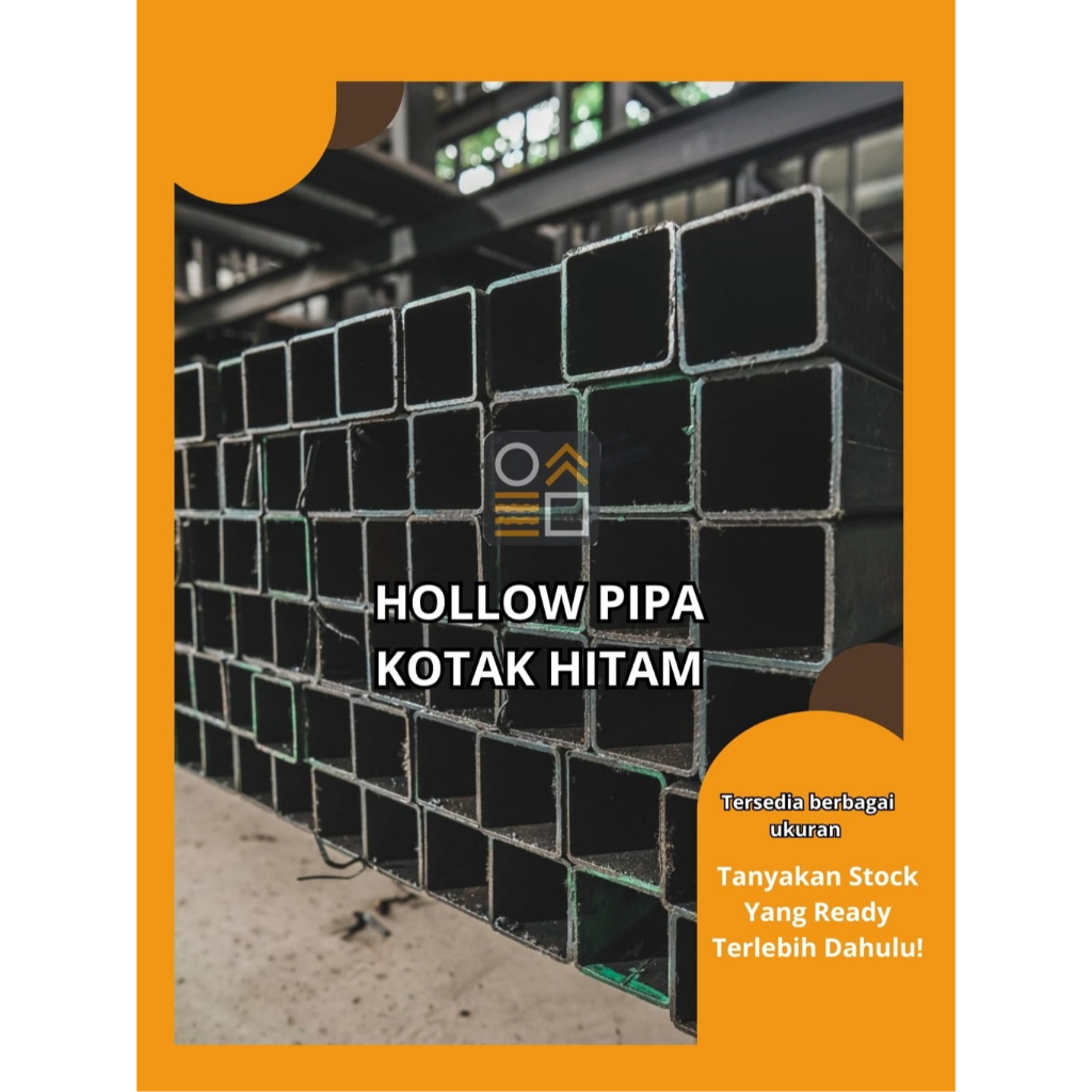 Besi Hollow Pipa Kotak Hitam - 35x35x1.4MMx6M