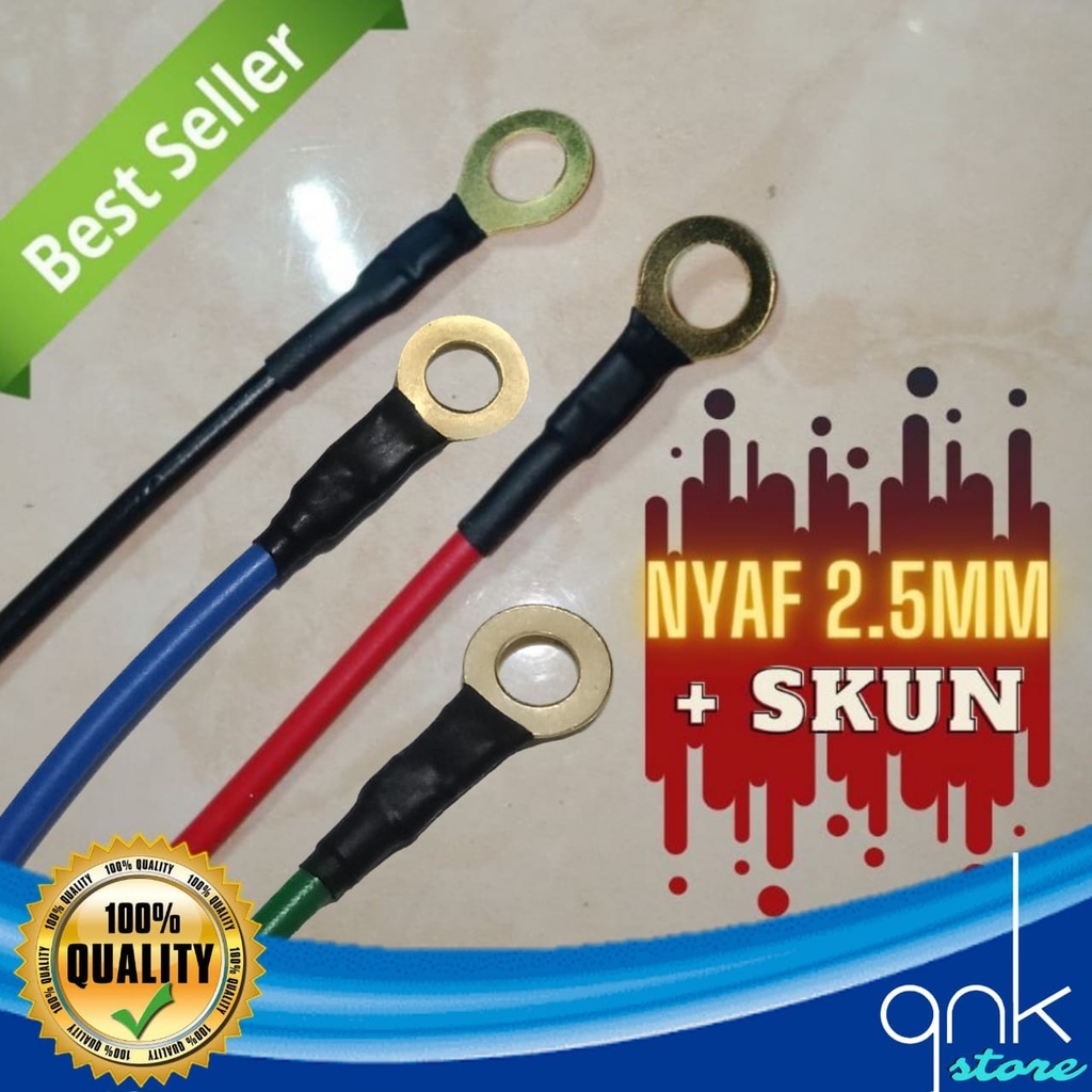 Kabel Grounding NYAF 2.5mm Plus 2 Scun Tembaga Kabel Negatif Positif Kabel Negatif Motor 2.5mm Temba