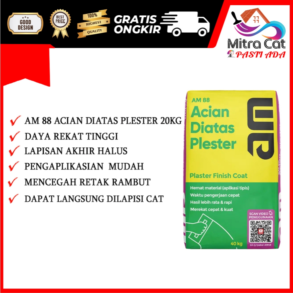 Semen AM 88 ACIAN DI ATAS PLESTER kemasan 40kg