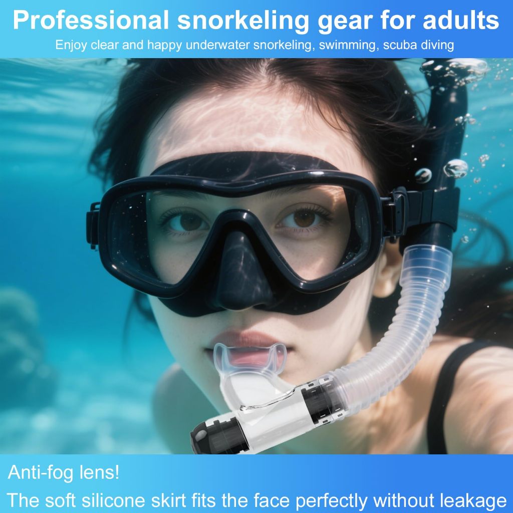 [Ready]Masker selam silikon / Masker selam transparan unisex / Pakaian snorkeling panoramik bidang p