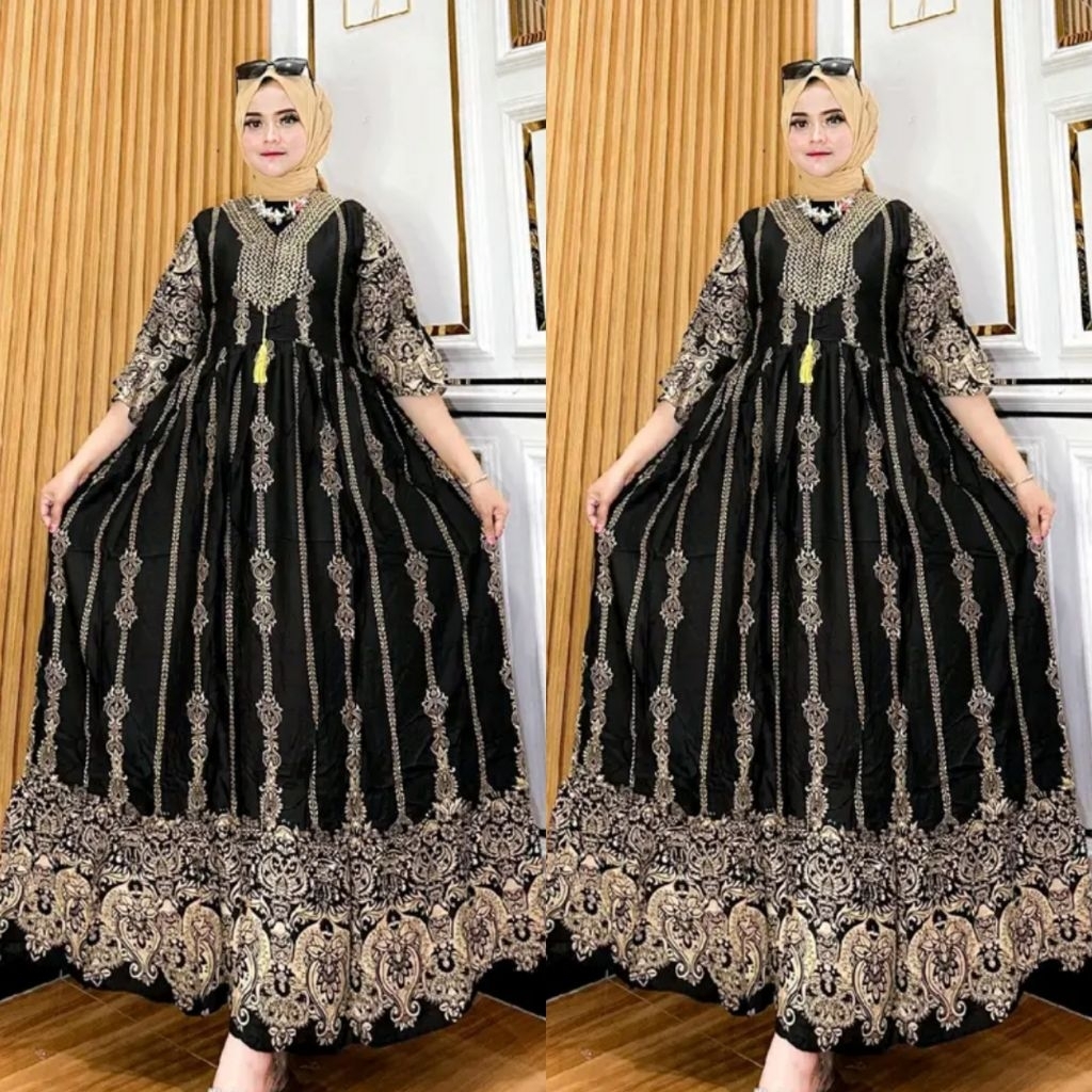 Gamis Wanita Dress Sultan Alifa Bahan Katun Rayon LD 110 PB 138 Remaja Dewasa Muslim