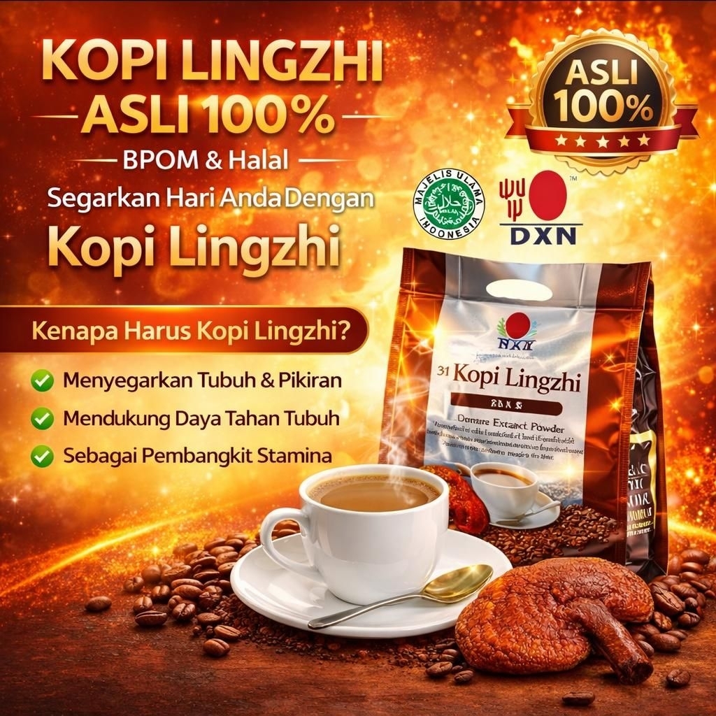 Kopi Instan 3in1 dengan Ekstrak Ganoderma 20 Sachet - DXN Lingzhi Coffee