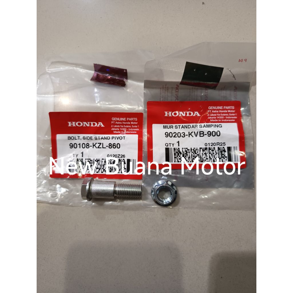 Baut Standar Samping plus Mur PCX Scoopy Vario 125 Vario 150 90108-KZL-860 90203-KVB-900