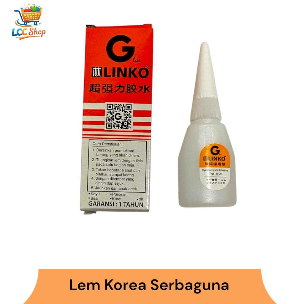 Lem G Korea Lem Korea Super Glue LINKO, Lem Plastik Kertas Kayu Mika
