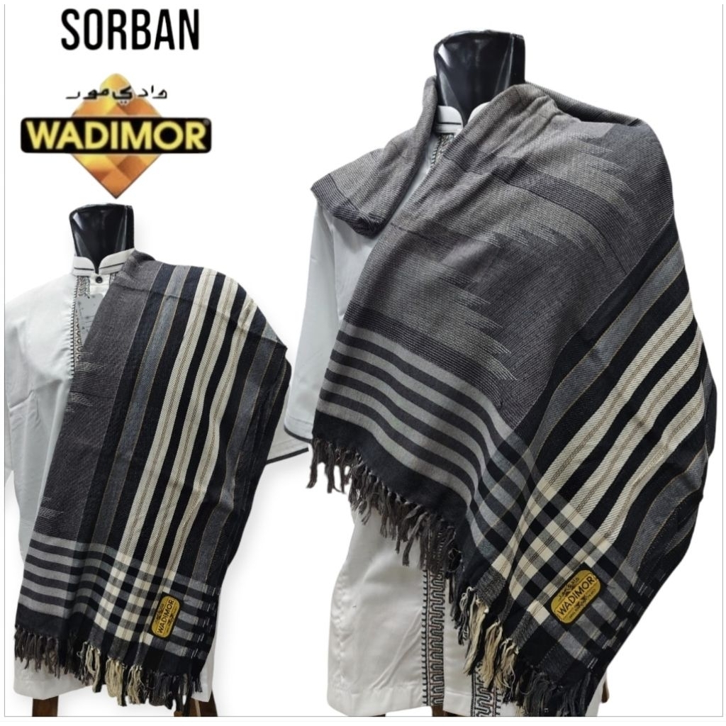 SORBAN WADIMOR JAGUARD SORBAN WADIMOR BAHAN KATUN MOTIF JAGUARD PREMIUM