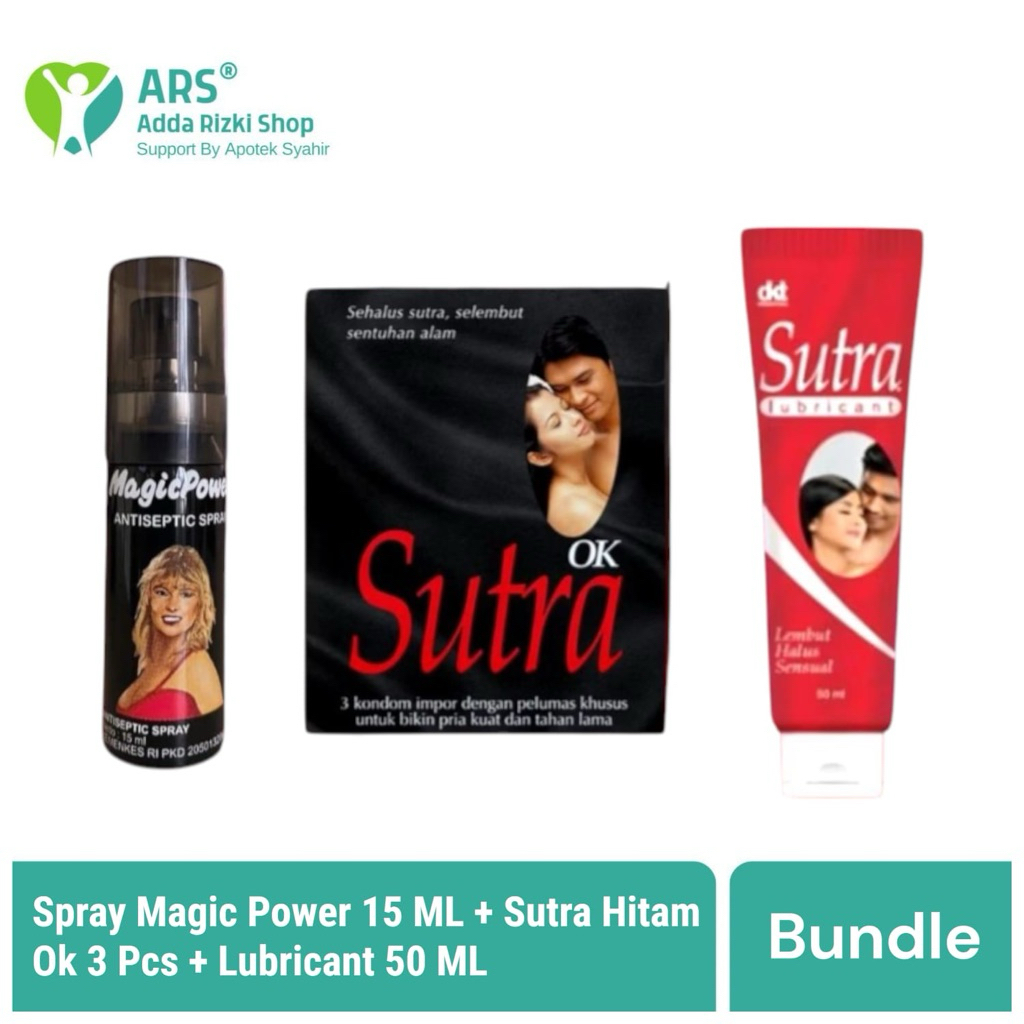 Magic Power Spray Pria Tahan Lama Spray Magic Power 15 ML Kondom Sutra Hitam Ok Isi 3 Lubricant 50ML