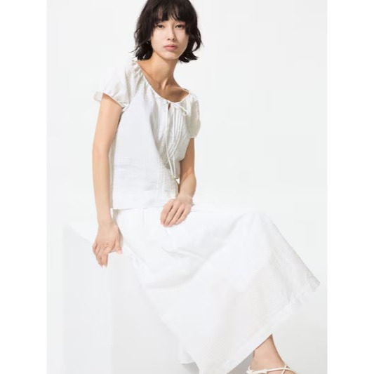 NEW Women Rok Panjang Tuck Linen Blend Long Skirt Wanita Cewek JASTIP UNIQLO