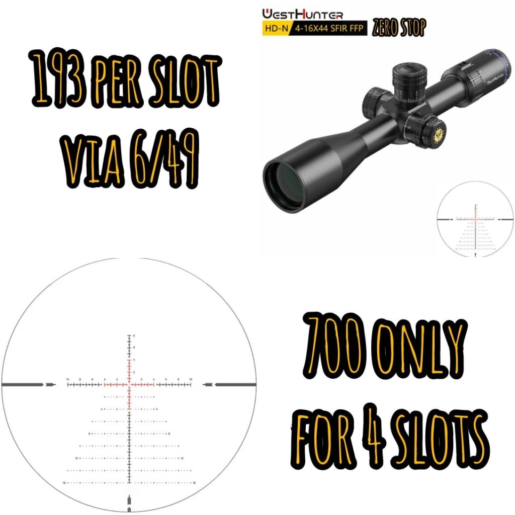 TELESKOP WESTHUNTER HD-N 4-16X44 SFIR FFP TERBARU ZERO STOP
