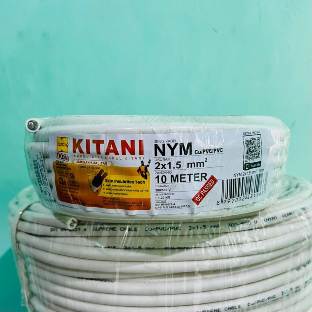 ORI KABEL KITANI NYM 2X1.5 10METER(KAWAT TEMBAGA)SNI