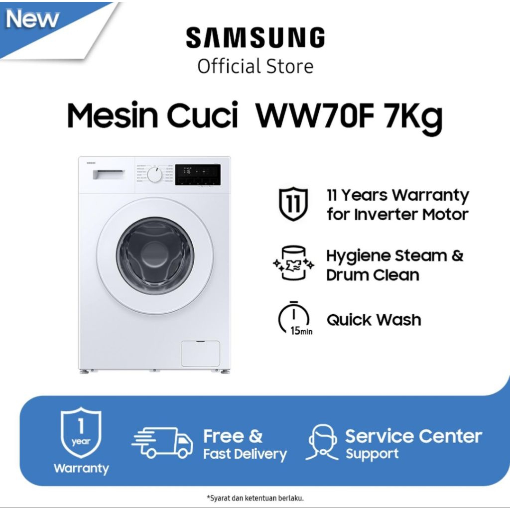 MESIN CUCI SAMSUNG 7KG WW70FG3M05TWSE FRONT LOADING 7KG SAMSUNG HYGIENE STEAM & DRUM CLEAN SAMSUNG M