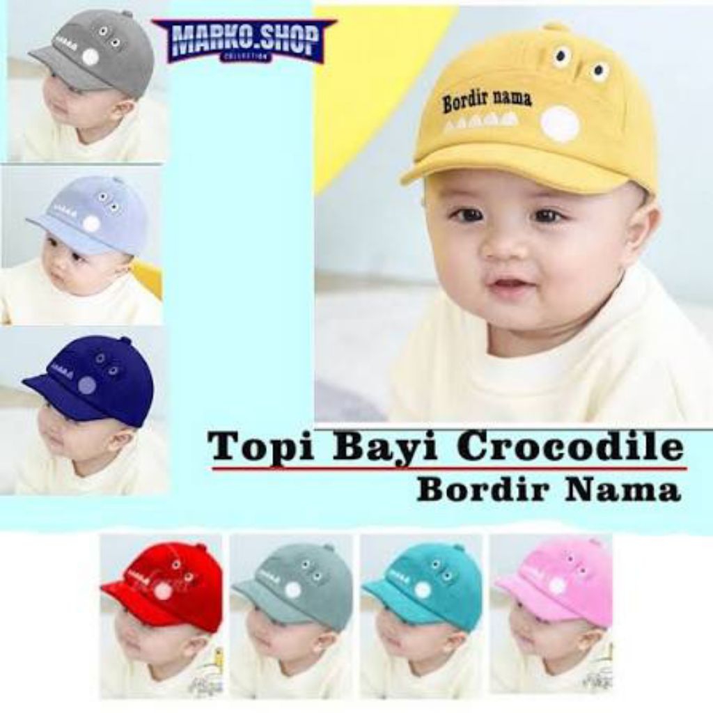 Topi Bayi Karakter Crocodile / Aligator Untuk Usia 0 - 3 Tahun Bahan Cotton Place Lembut Dan Empuk T