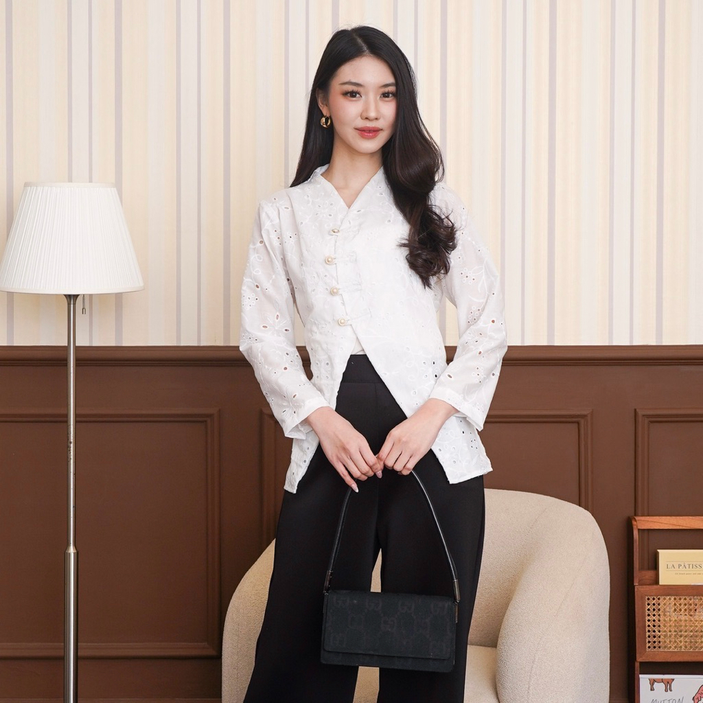 [Shylo] Ribka Blouse Raya Collection / Blouse Katun Bolong / Blouse Katun Bordir