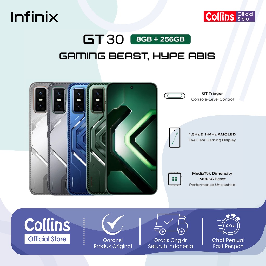 Infinix GT 30 5G 8/256GB - Up to 16GB Extended RAM - Dimensity 7400 5G - 6.78" Amoled+ 144Hz - 64MP 