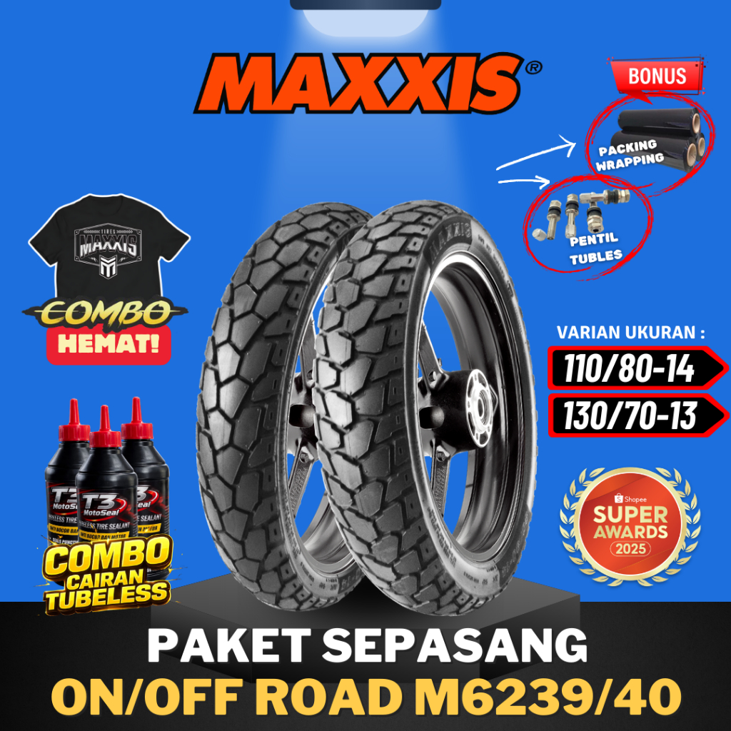 [SEPASANG MURAH] BAN MOTOR MAXXIS RING 14 13 / BAN MAXXIS ON/OFF ROAD ( 110/80-14 & 130/70-13 ) / BA