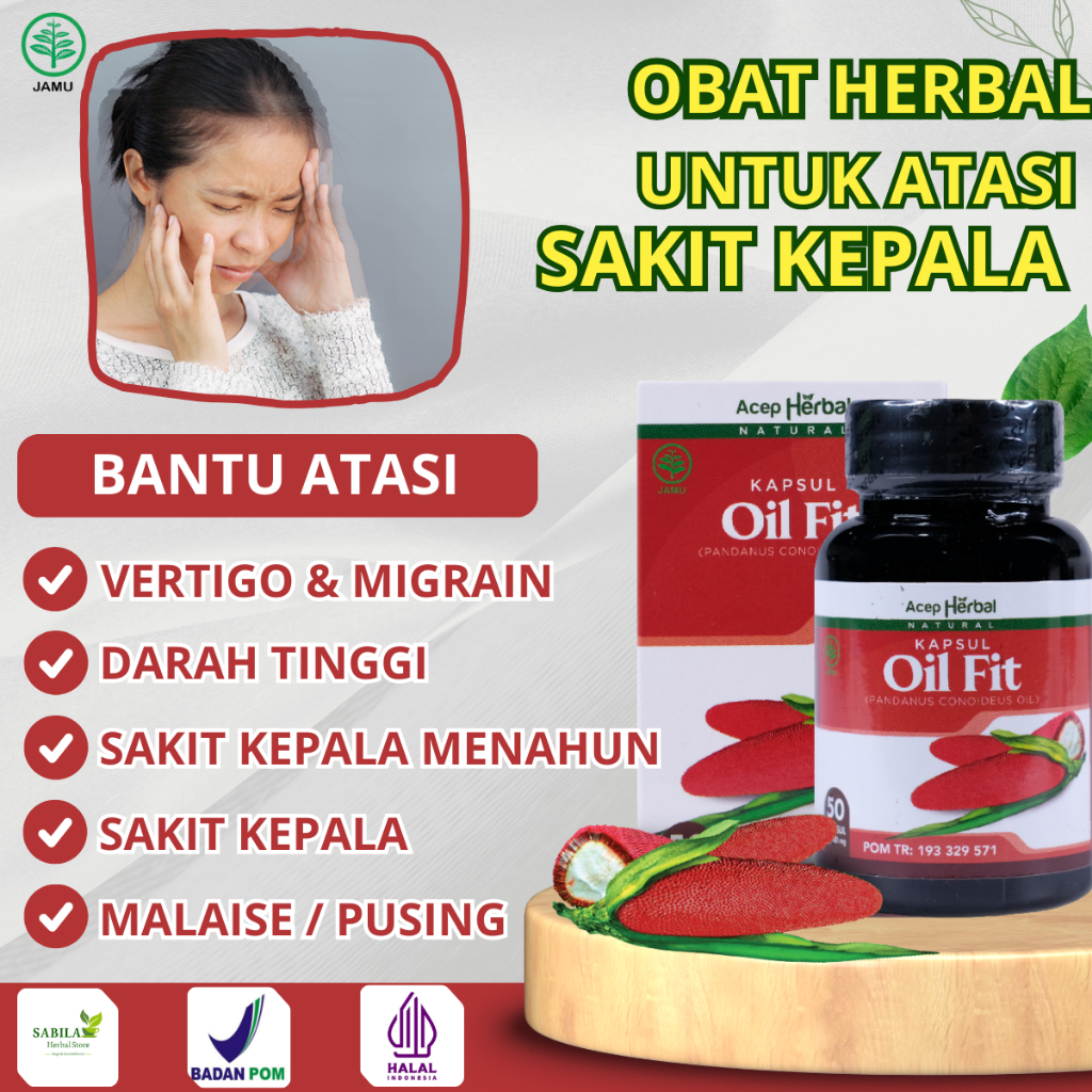 OIL FIT - Sakit Kepala Menahun Vertigo Pusing Sakit kepala Bagian Belakang Migrain dan Darah Tinggi 
