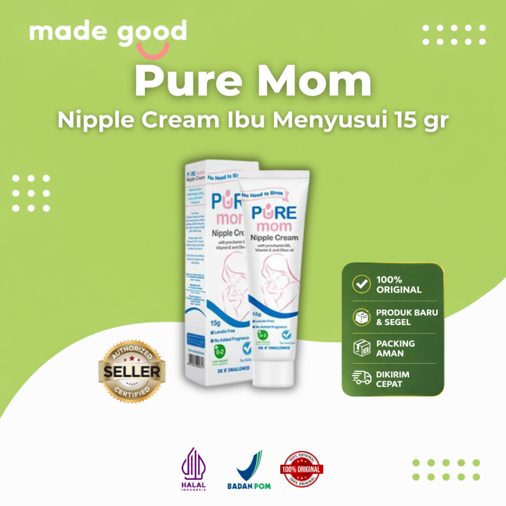 Pure Mom by PureBB Nipple Cream 15gr – Krim Puting Lecet Ibu Menyusui Lanolin Free