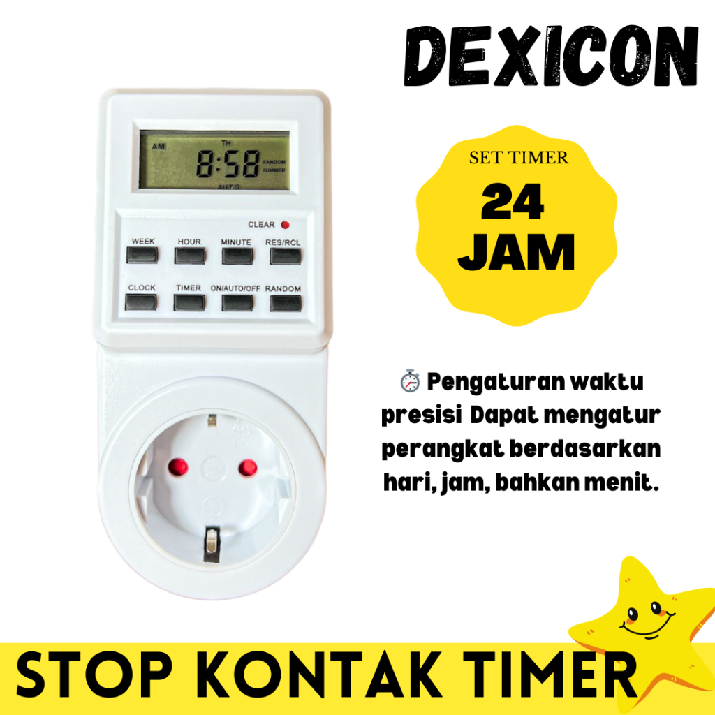 STOP KONTAK TIMER DIGITAL TIMER SWITCH OTOMATIS WEEKLY 24 HOUR PROGRAM TIMER COLOKAN LISTRIK DEXICON