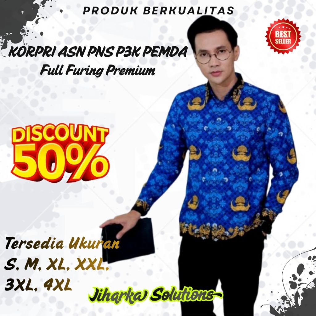 BAJU KORPRI ASN PNS Pria Premium 100% Grade A | Katun Adem | Jahitan Rapi | Gratis Ongkir | COD