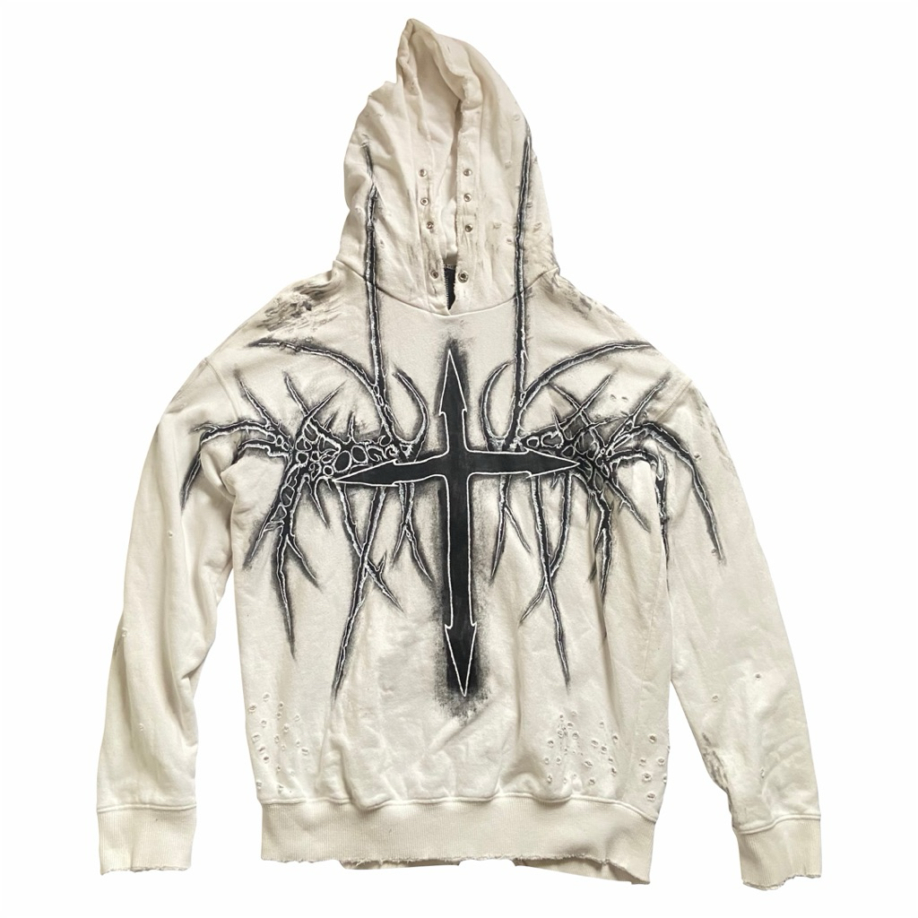 Distressed hoodie  Cyber sigilism