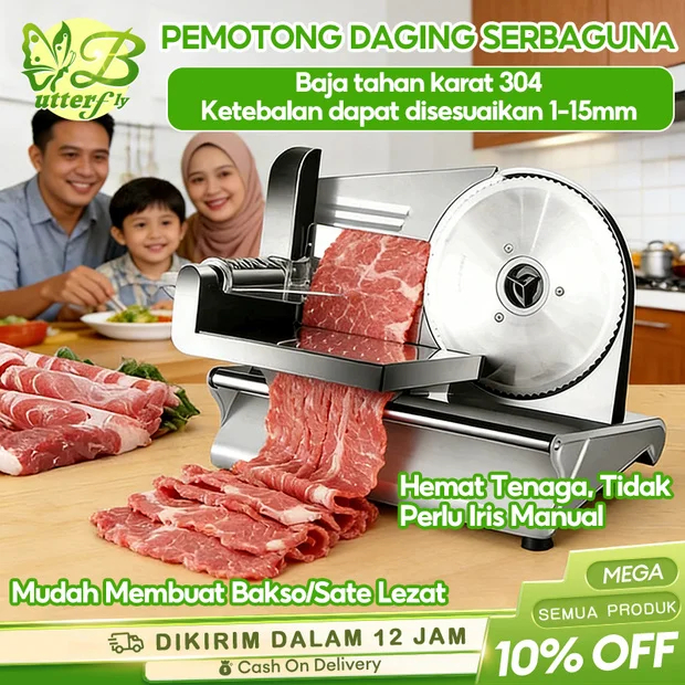 [Garansi 3 Tahun] Meat Slicer Otomatis Stainless 304 Sayuran Pemotong Daging Beku Mesin Pengiris Pem