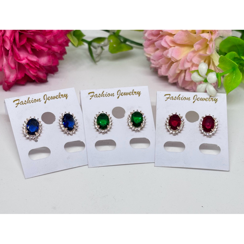 Anting xuping mata merah dan hijau