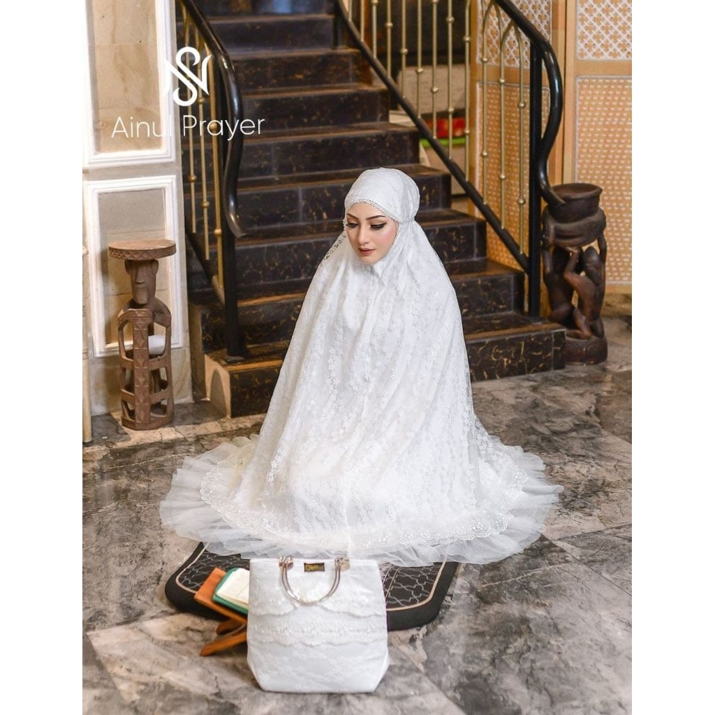 Mukena Ainul Putih Mukena Mewah Jumbo free tas