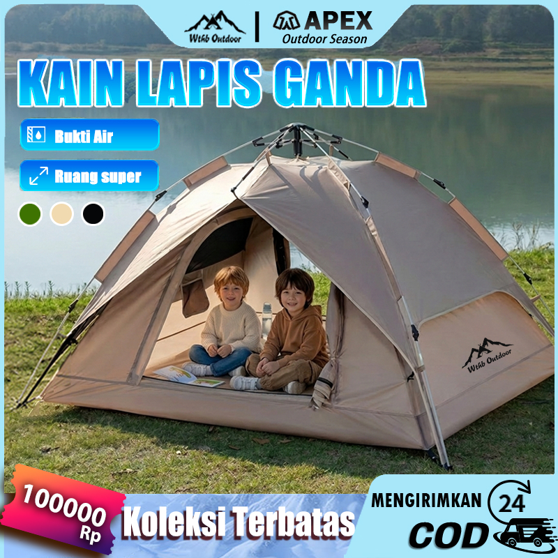 Tenda Camping Double Layer Tenda Otomatis Anti Hujan untuk 4 Musim Tenda Kemah Tahan Air dan Cepat