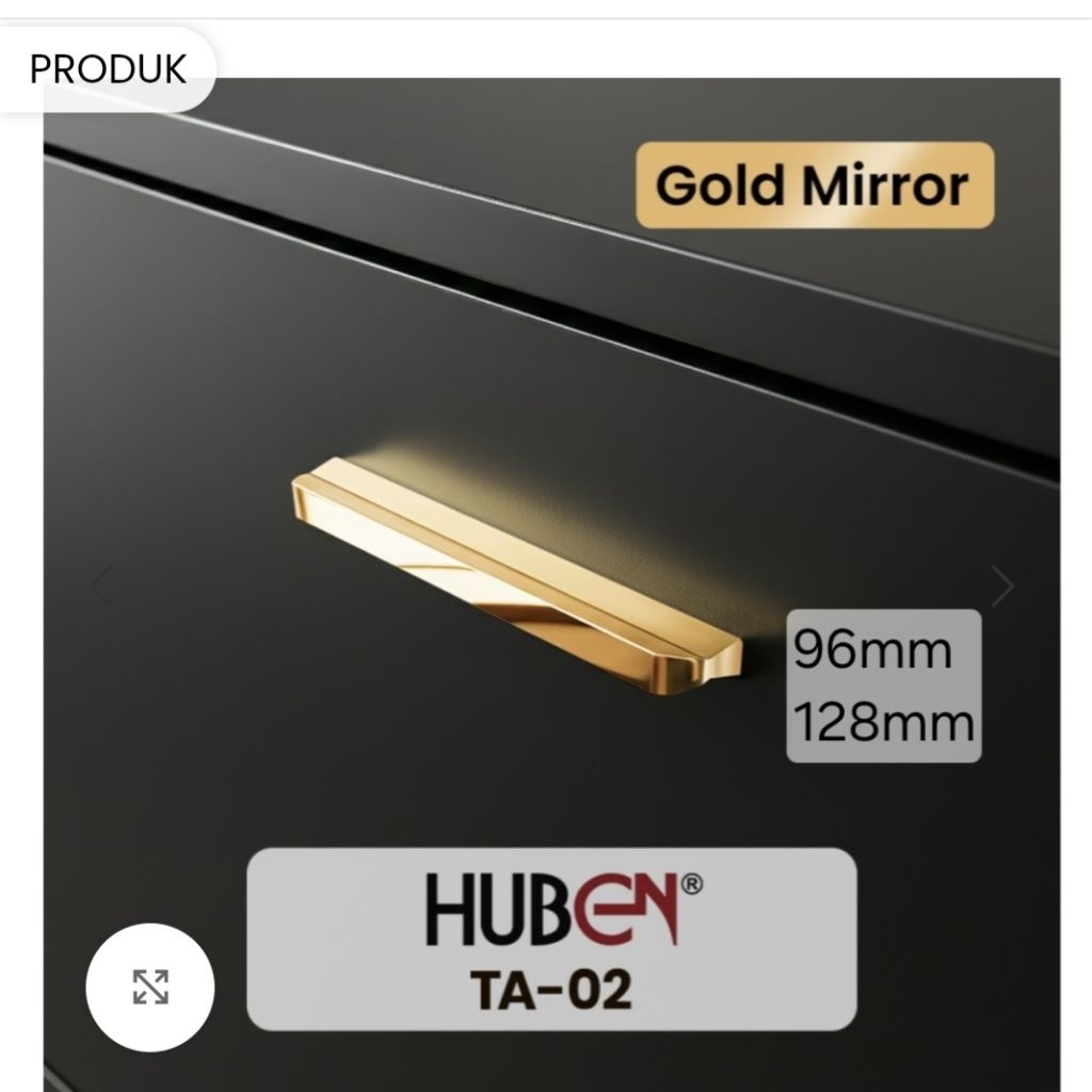 Handle Huben TA-02 GOLD MIRROR / handel lemari laci Huben gold mirror