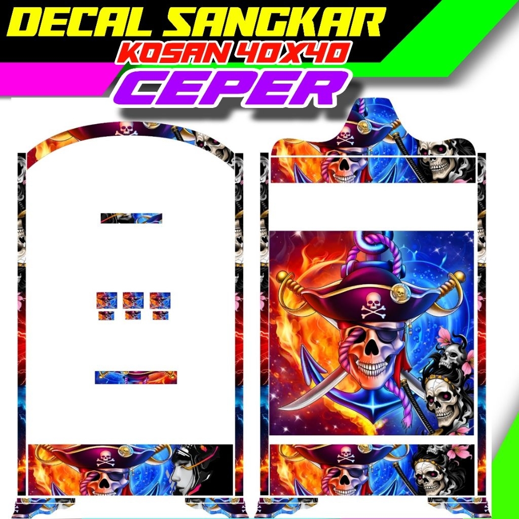 STIKER DECAL SANGKAR KOSAN UKURAN 40X40CEPER=40X40(TINGGI TEBOK BAWAH 10CM)