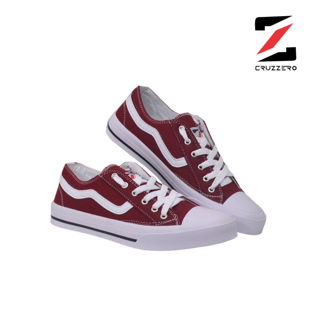 CRUZZERO-Sepatu Sneakers cowok cewek Sepatu casual warna merah maroon Sepatu cowok model pendek Sepa