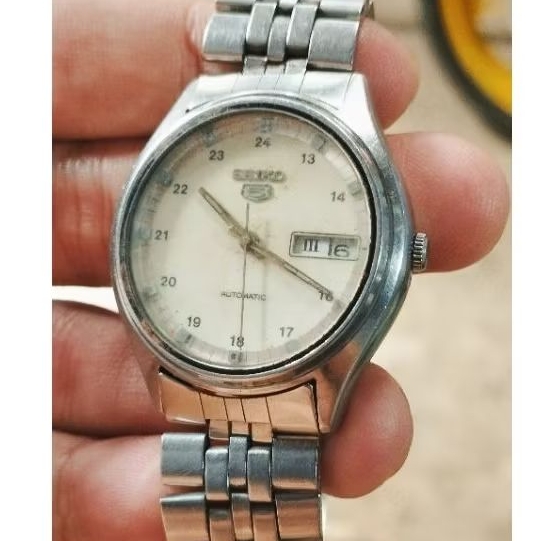 Jual Jam Tangan Seiko 5 Military Dial Putih Mulus CAL 6309-8900 Rare Item Yang Paham Saja