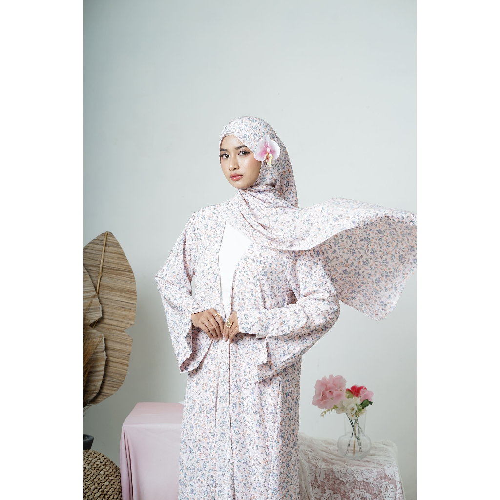 Roowa - Outer Abaya Rose Veil - Set Pashmina