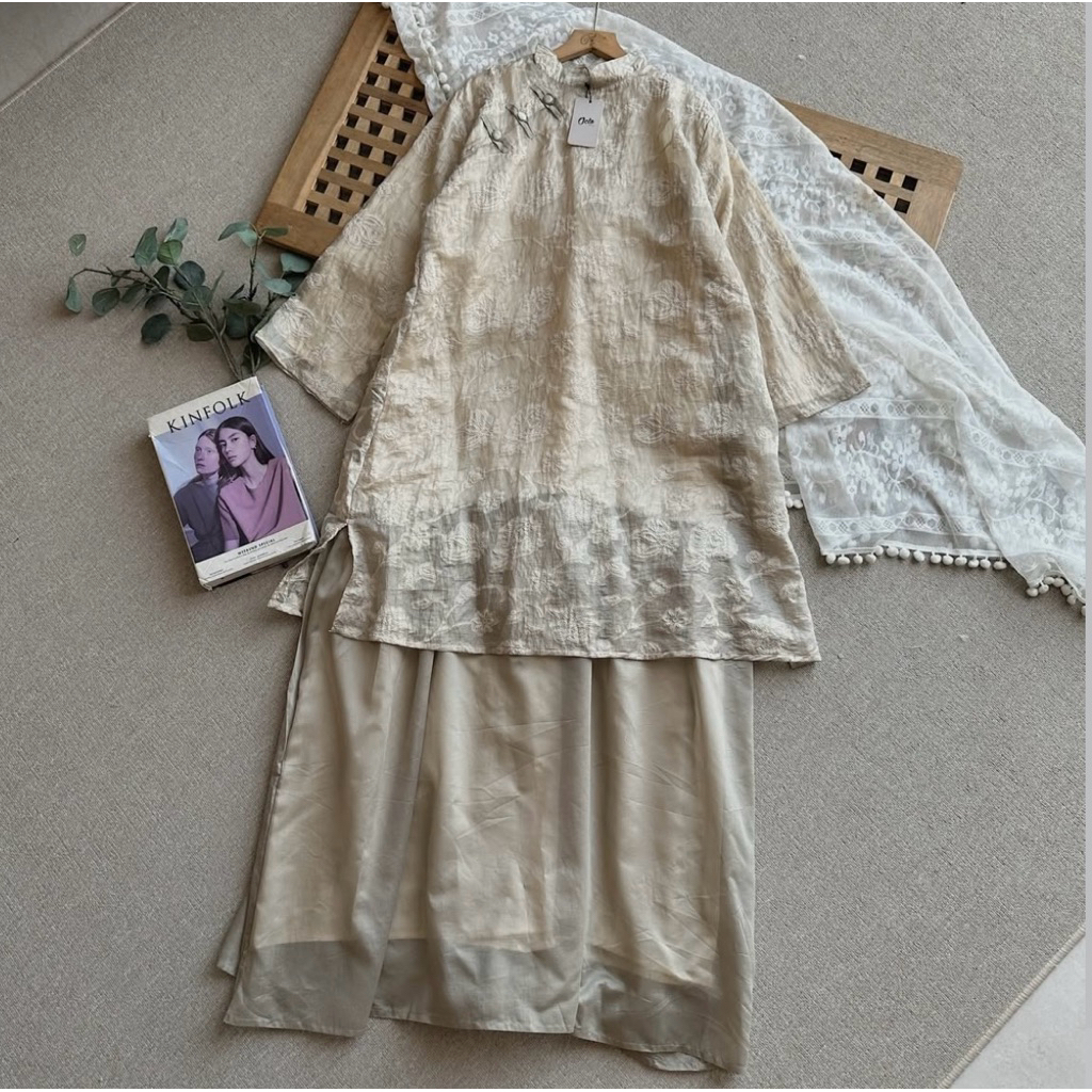 Oclo Elarose Dress  3in1 Papersilk Mix Lyocell Floral Premium Gaun Lebaran Elegan  OCL01657