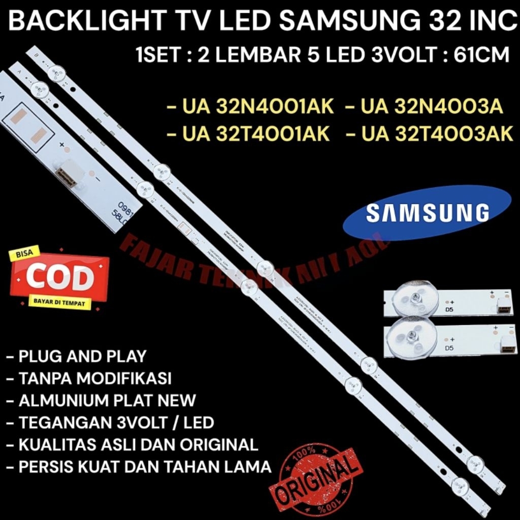 lampu backlight LED SAMSUNG 32 INCI 5 MATA 3 VOL-UA32N4001AK - UA32T4001AK- UA32N4003A - UA 32T4003A